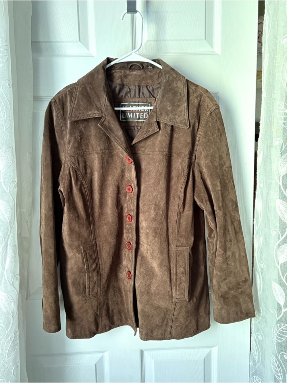 Vintage Leather Limited Suede Button-Up Jacket genuine leather women size L